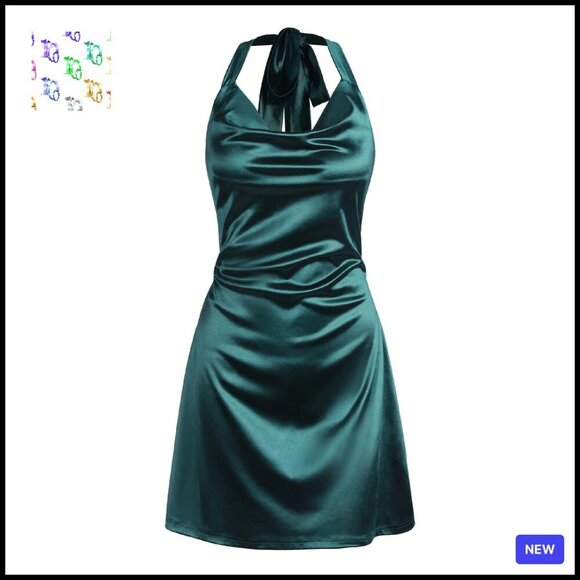 Dresses & Skirts - Satin Halterneck Mini Dress Elegant Sexy Party Cocktail Club Wear